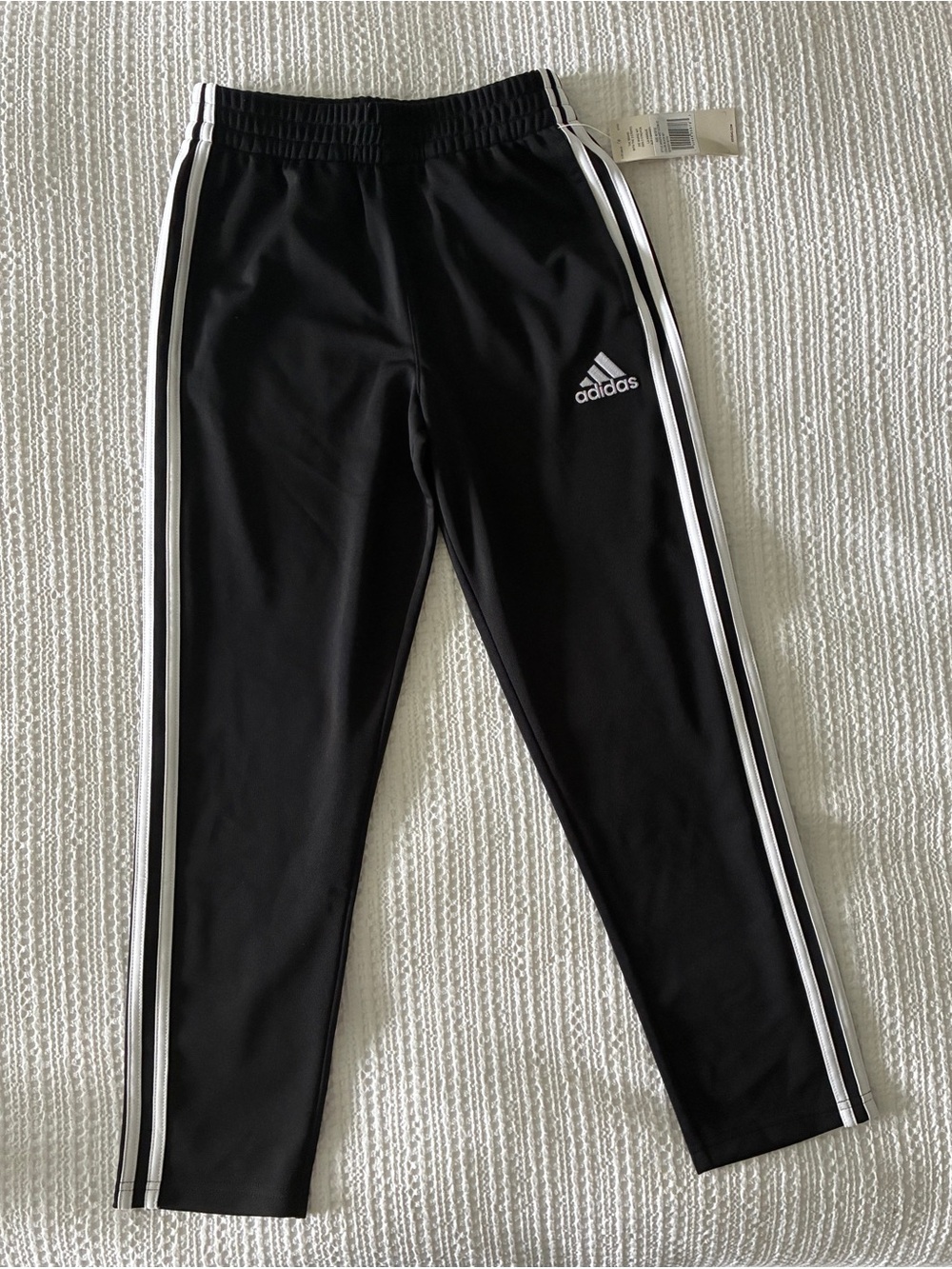 Adidas Boys Black Pants with White Side Stripes